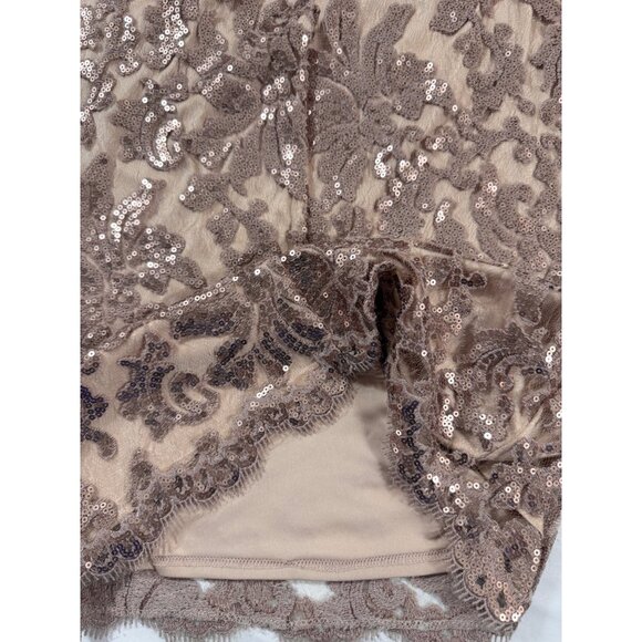 Tadashi Shoji Size 6 Nude Rose Sequin Lace Sheath Dress • Cocktail Formal Glam - Picture 7 of 15